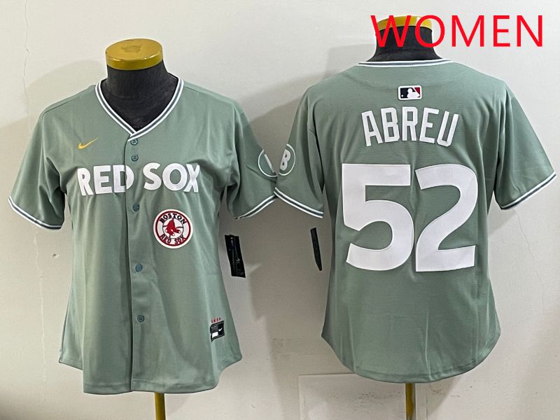 Women 2025 Boston Red Sox #52 Abreu Green Joint Name Nike MLB Jersey style 10->women mlb jersey->Women Jersey